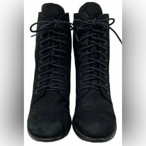 VINCE CAMUTO Vestas Suede Lace Up Heeled Booties Black Size 37.5